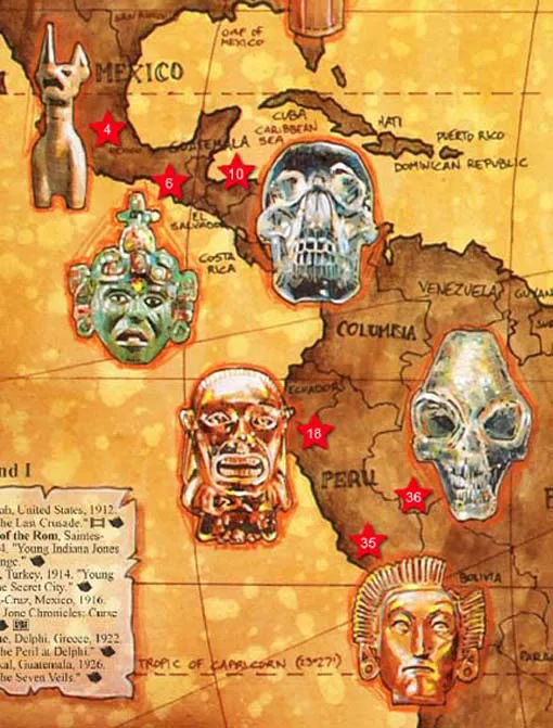 Indiana Jones - Mapa das descobertas | Indiana Jones World Map
