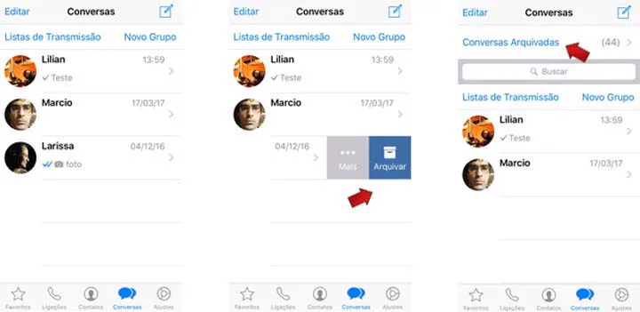 esconder arquivar conversas WhatsApp ios