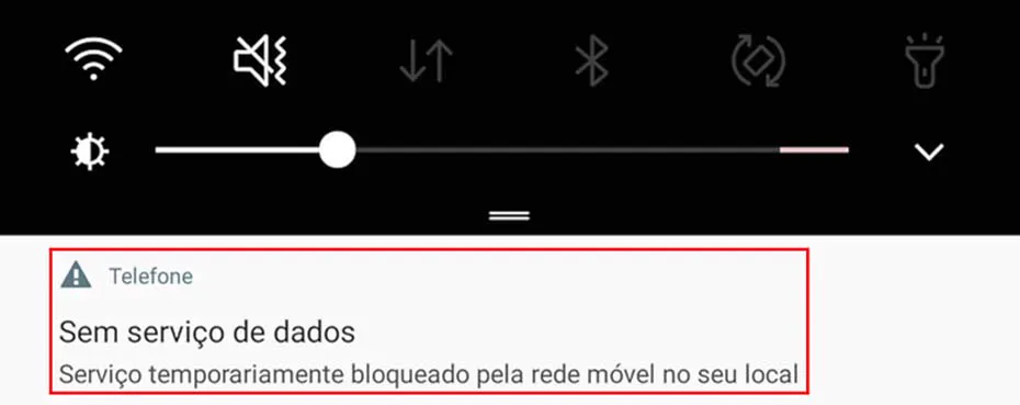 Aviso sem Serviço de Dados Móvel Celular